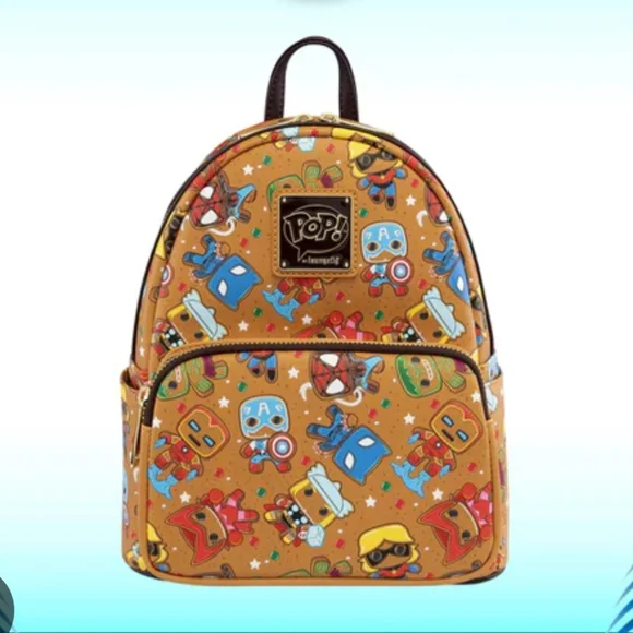 Loungefly Amazon Pop Marvel Avengers Gingerbread AOP  Mini Backpack. NWT Amazon Pop Marvel Avengers Gingerbread AOP Loungefly Mini  main image 4